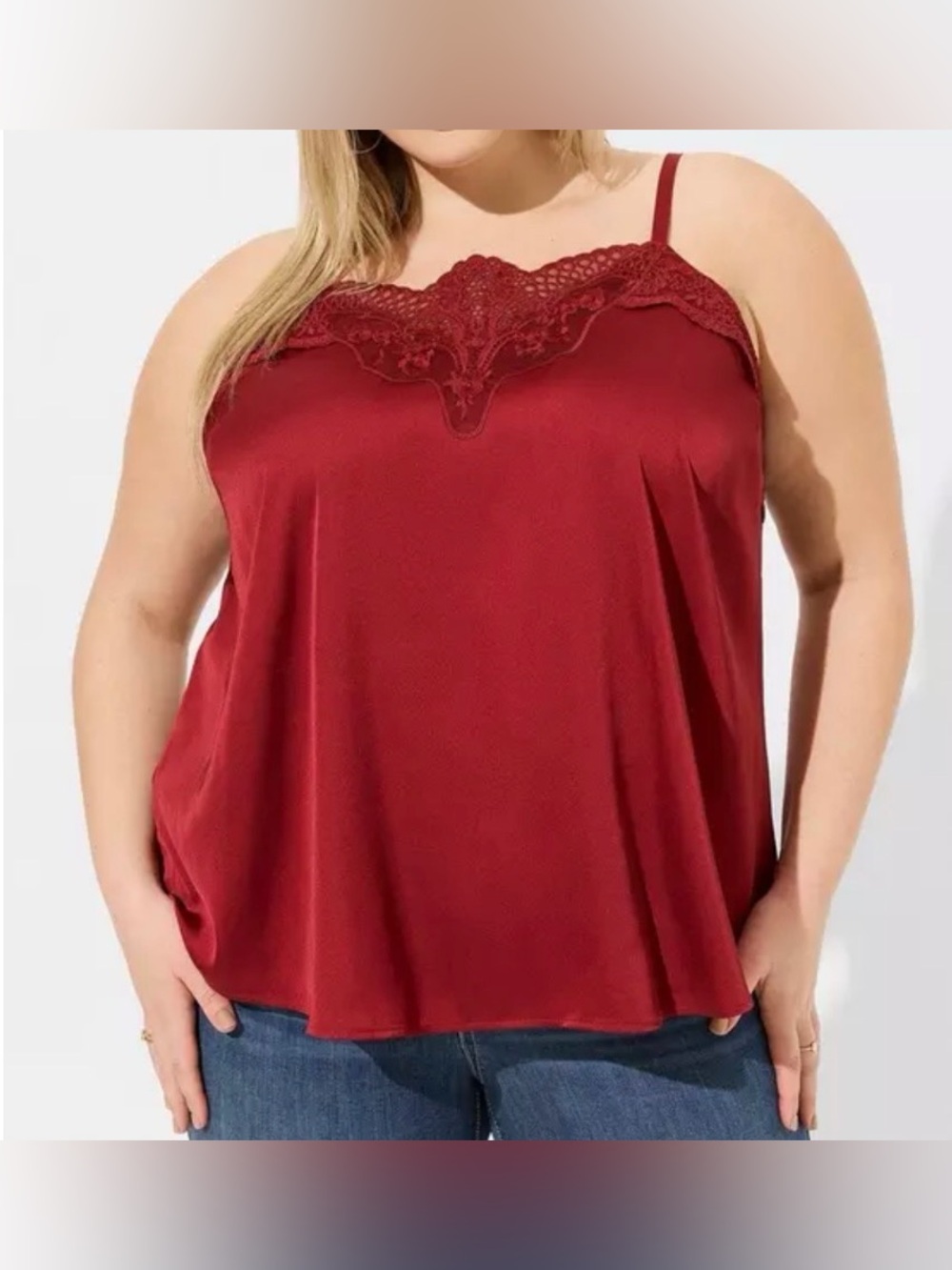 Torrid 3X Wine Red Sophie Lace Trim Cami